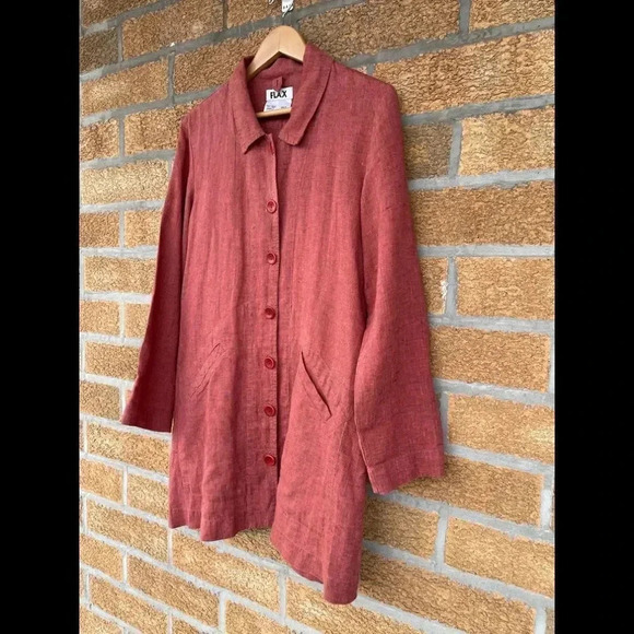 Flax burnt orange linen dress small - Picture 6 of 9